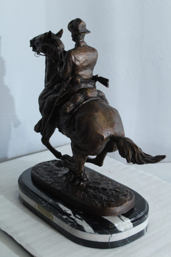 Remington Replica Trooper of the Plains Bronze Statue on Marble 21" x 8" x 22"H - Image 6