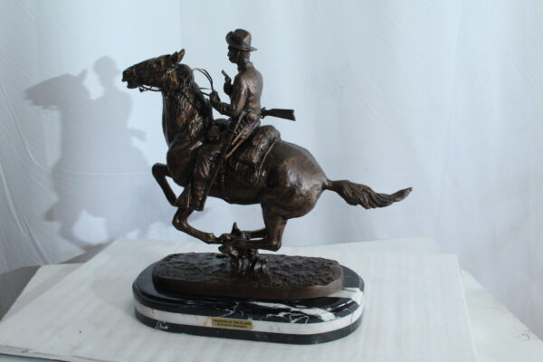 Remington Replica Trooper of the Plains Bronze Statue on Marble 21" x 8" x 22"H - Image 7