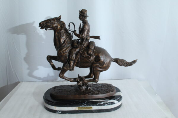 Remington Replica Trooper of the Plains Bronze Statue on Marble 21" x 8" x 22"H - Image 8