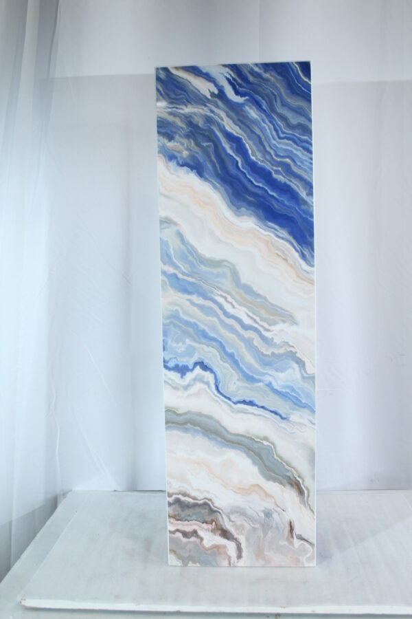 Elegant Blue Marble-Look Porcelain Pedestal Stand for Art Work 12" x 12" x 39"H - Image 3