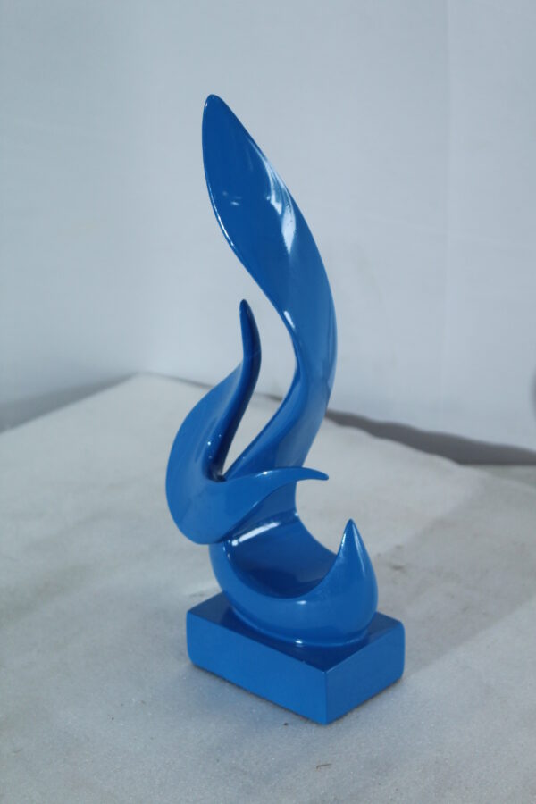 Blue Flame Abstract Resin Sculpture Home Decor 6" x 3" x 12"H - Image 3
