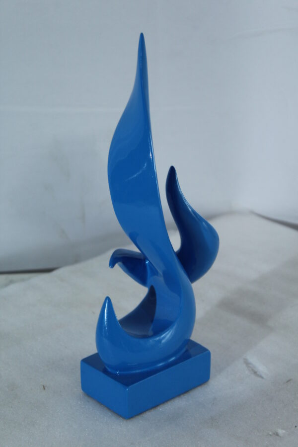 Blue Flame Abstract Resin Sculpture Home Decor 6" x 3" x 12"H - Image 6