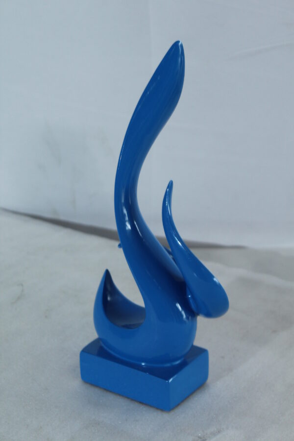 Blue Flame Abstract Resin Sculpture Home Decor 6" x 3" x 12"H - Image 8