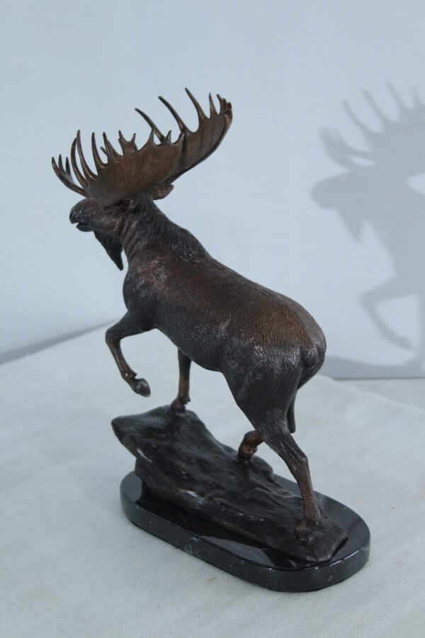 Walking Moose Bronze Sculpture with Marble Base 11" x 4" x 13"H - Image 3