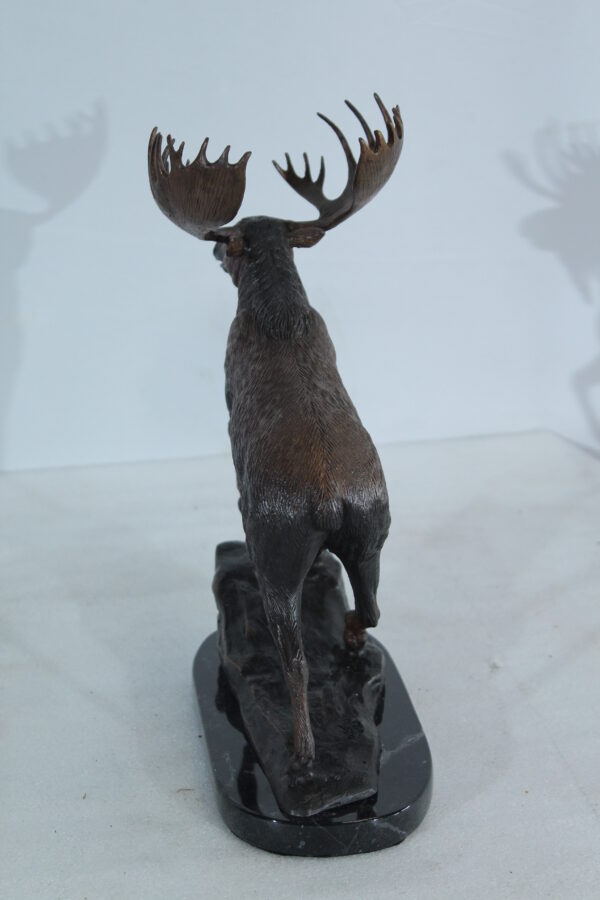 Walking Moose Bronze Sculpture with Marble Base 11" x 4" x 13"H - Image 4