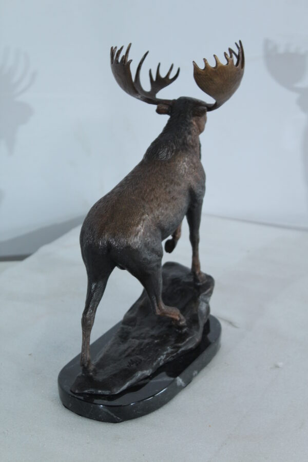 Walking Moose Bronze Sculpture with Marble Base 11" x 4" x 13"H - Image 6