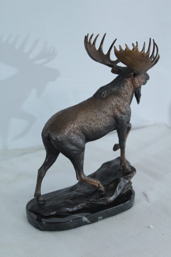Walking Moose Bronze Sculpture with Marble Base 11" x 4" x 13"H - Image 7