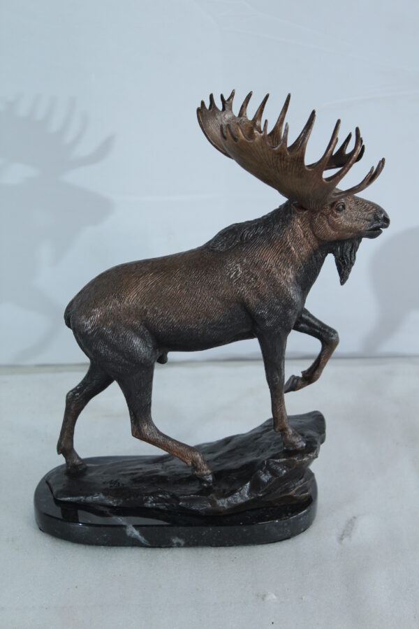 Walking Moose Bronze Sculpture with Marble Base 11" x 4" x 13"H - Image 8