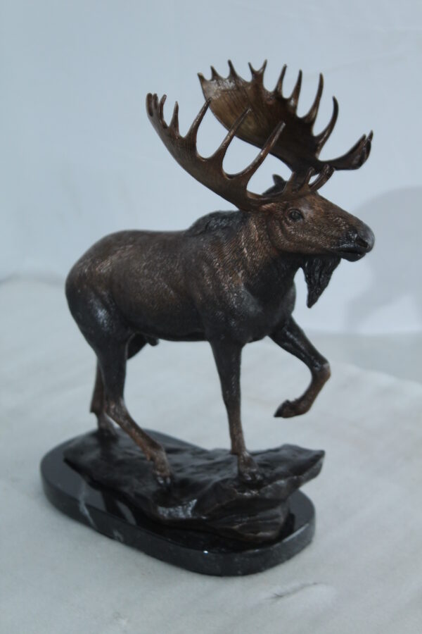 Walking Moose Bronze Sculpture with Marble Base 11" x 4" x 13"H - Image 9