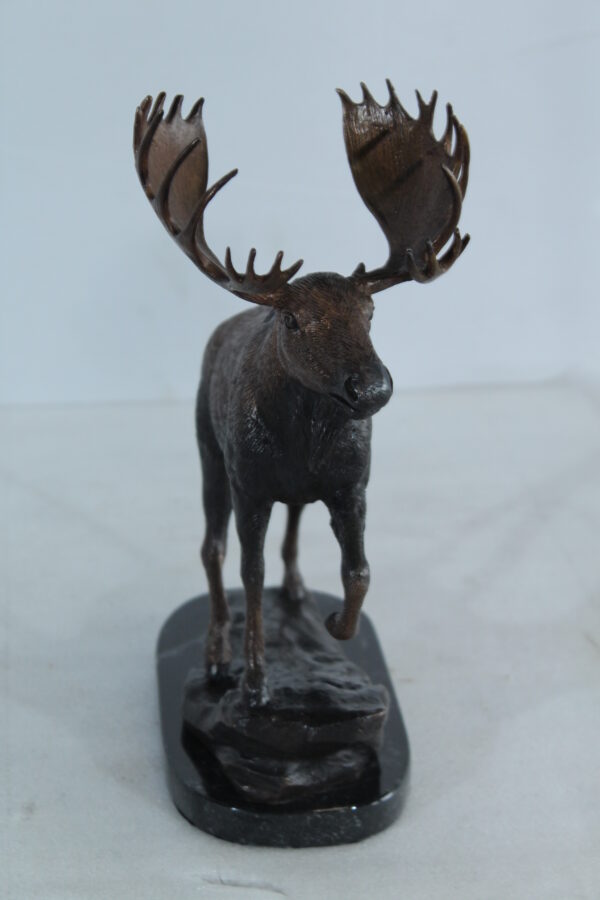 Walking Moose Bronze Sculpture with Marble Base 11" x 4" x 13"H - Image 10