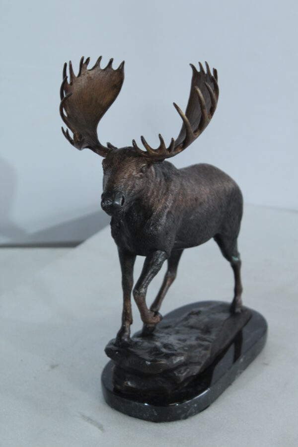 Walking Moose Bronze Sculpture with Marble Base 11" x 4" x 13"H - Image 11