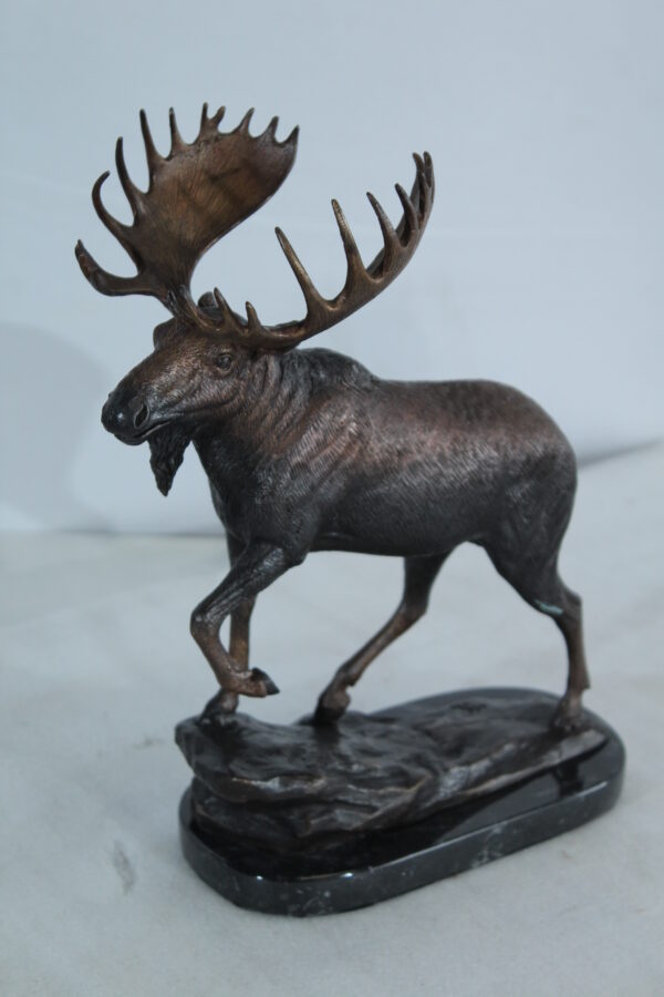 Walking Moose Bronze Sculpture with Marble Base 11" x 4" x 13"H - Image 12
