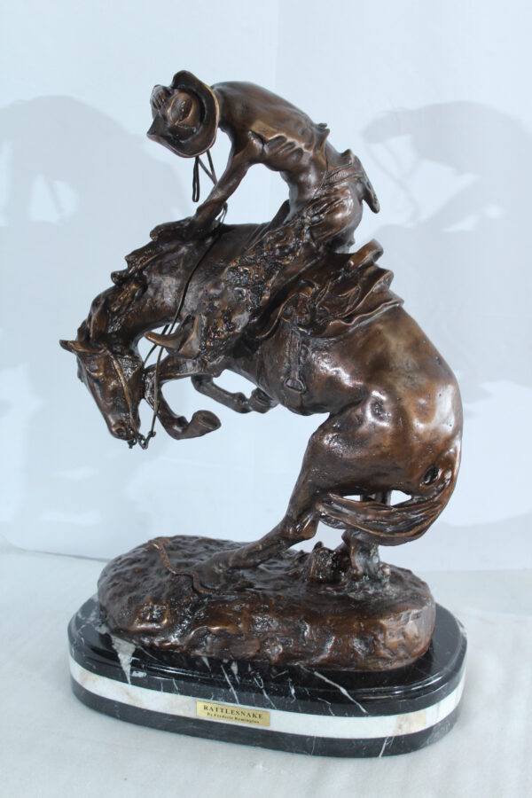 Rattlesnake Remington Replica Bronze Sculpture mounted on Marble 15" x 9" x 25"H - Image 12