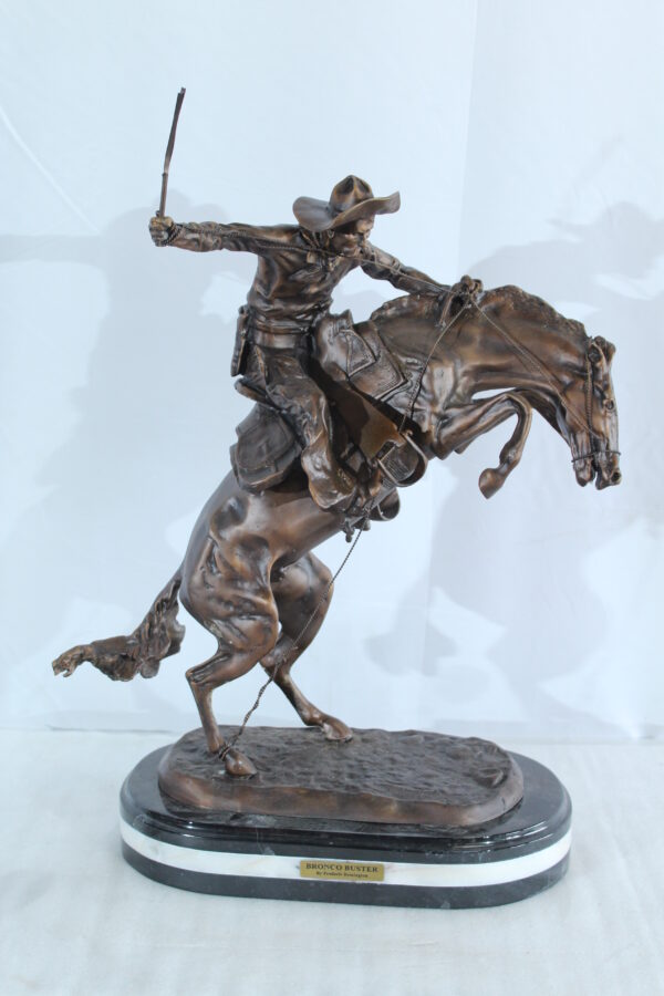 Bronco Buster Bronze Cowboy Sculpture Replica 18" x 14" x 23"H - Image 2