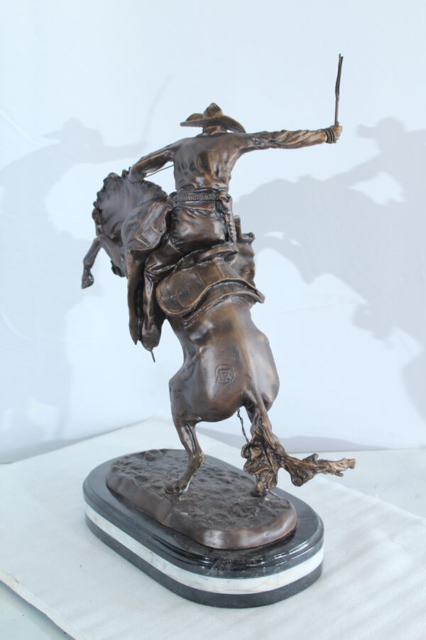 Bronco Buster Bronze Cowboy Sculpture Replica 18" x 14" x 23"H - Image 5