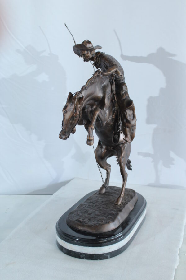 Bronco Buster Bronze Cowboy Sculpture Replica 18" x 14" x 23"H - Image 8