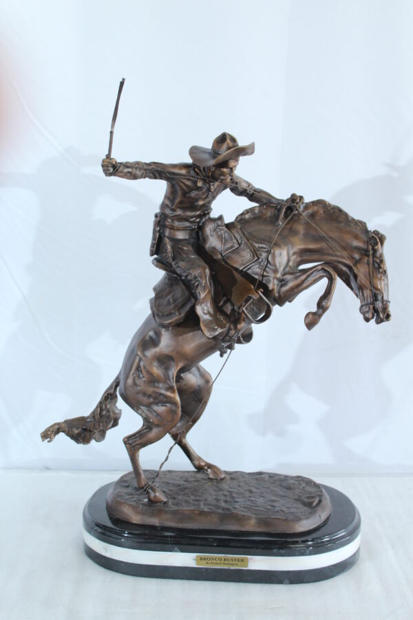 Bronco Buster Bronze Cowboy Sculpture Replica 18" x 14" x 23"H - Image 11