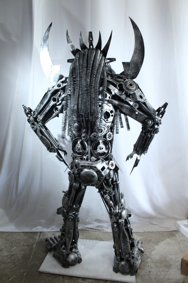Predator Inspired Statue Made of Recycled Metal Parts 47" x 24" x 81"H - Image 7