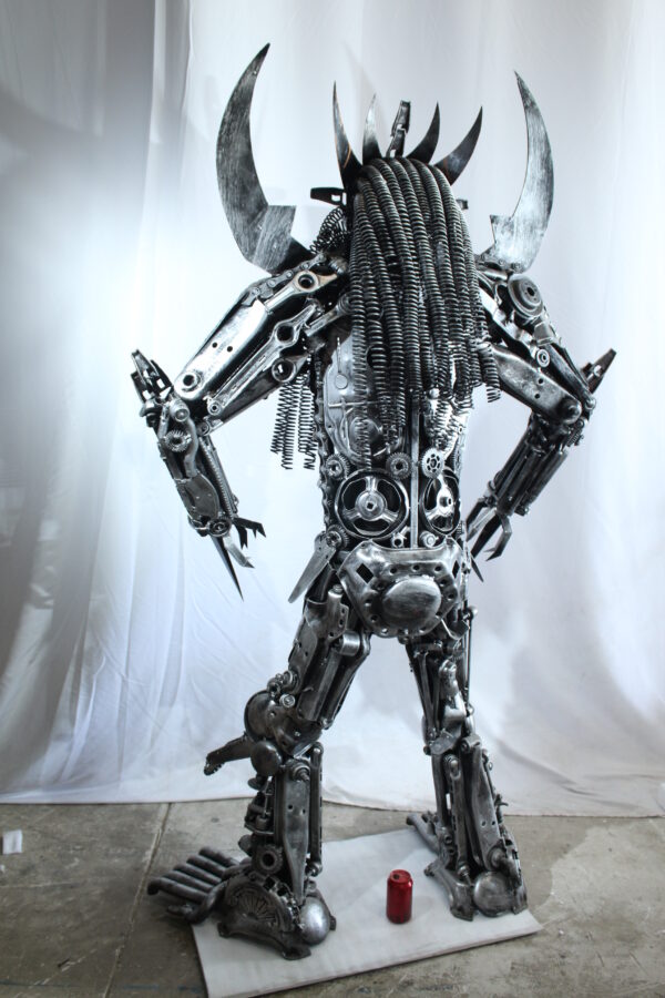 Predator Inspired Statue Made of Recycled Metal Parts 47" x 24" x 81"H - Image 8