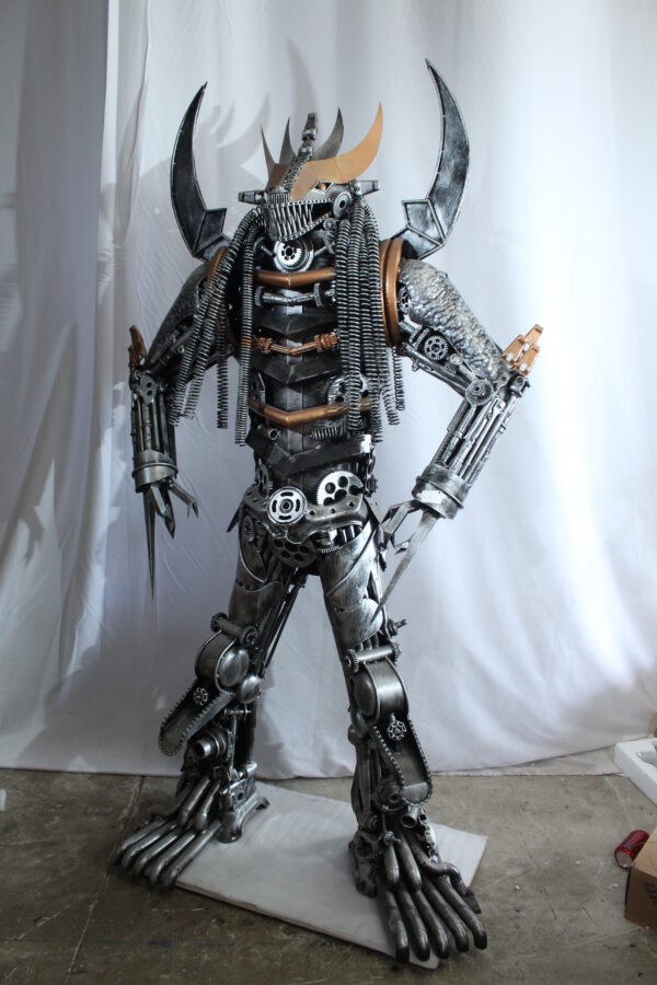 Predator Inspired Statue Made of Recycled Metal Parts 47" x 24" x 81"H - Image 11