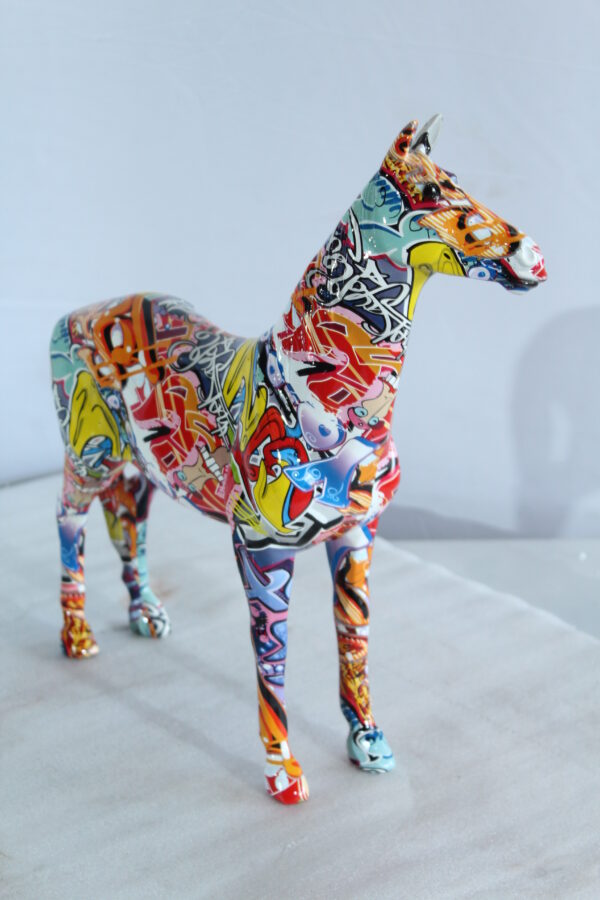 Colorful Graffiti Resin Horse Statue for Home Decor 16" x 4" x 14"H - Image 11