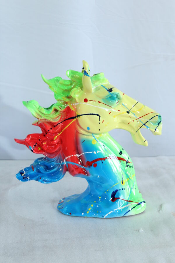 Colorful Graffiti Resin Horse Head Sculpture Modern Décor 11" x 4" x 13"H - Image 10