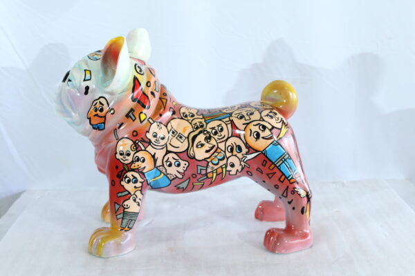 Graffiti Style Resin Bulldog Statue Colorful Street Art Look 18" x 9" x 17"H - Image 9