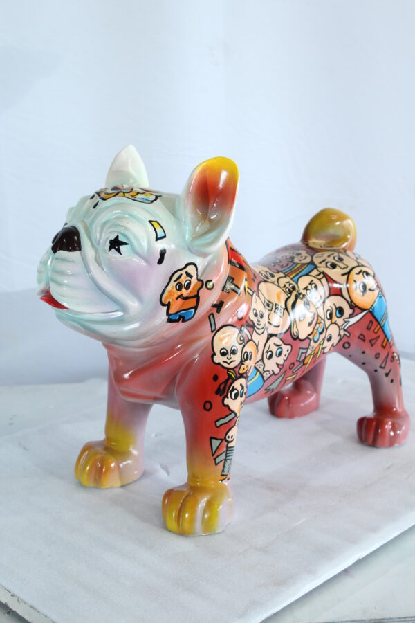 Graffiti Style Resin Bulldog Statue Colorful Street Art Look 18" x 9" x 17"H - Image 10