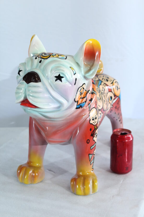 Graffiti Style Resin Bulldog Statue Colorful Street Art Look 18" x 9" x 17"H - Image 11