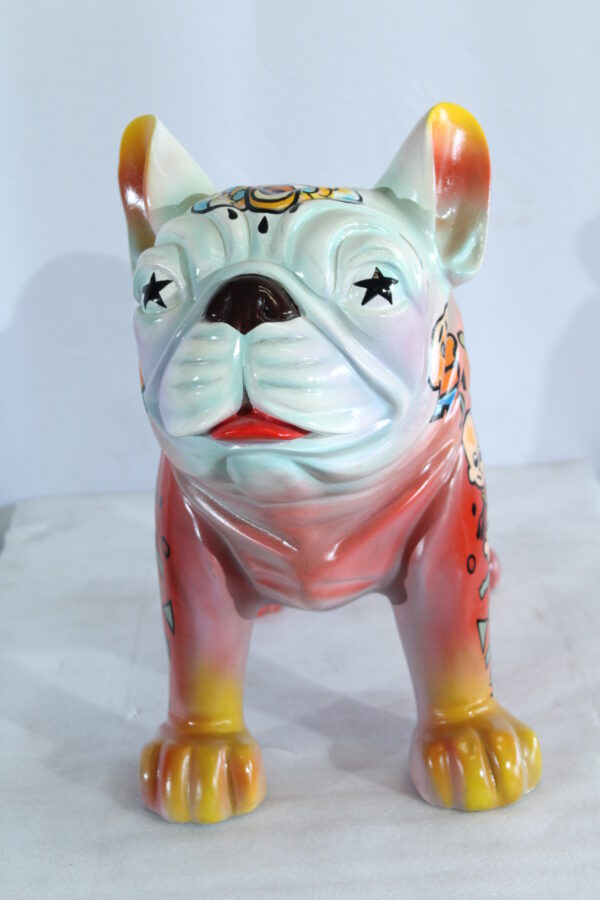 Graffiti Style Resin Bulldog Statue Colorful Street Art Look 18" x 9" x 17"H - Image 12