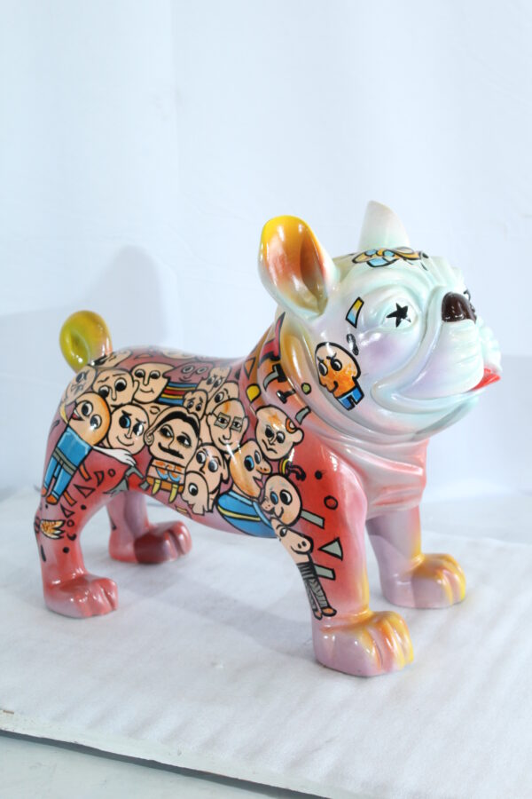 Graffiti Style Resin Bulldog Statue Colorful Street Art Look 18" x 9" x 17"H - Image 2