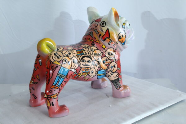 Graffiti Style Resin Bulldog Statue Colorful Street Art Look 18" x 9" x 17"H - Image 3