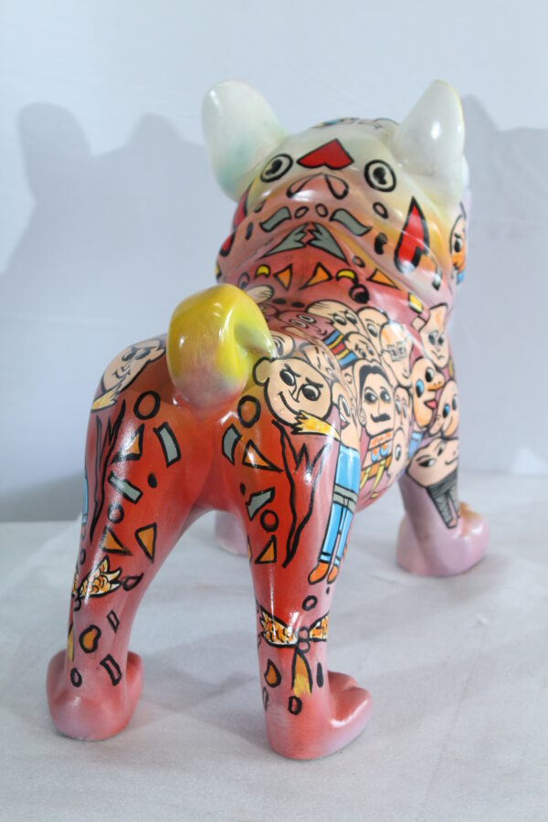 Graffiti Style Resin Bulldog Statue Colorful Street Art Look 18" x 9" x 17"H - Image 4