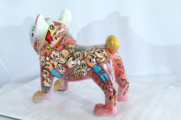Graffiti Style Resin Bulldog Statue Colorful Street Art Look 18" x 9" x 17"H - Image 5