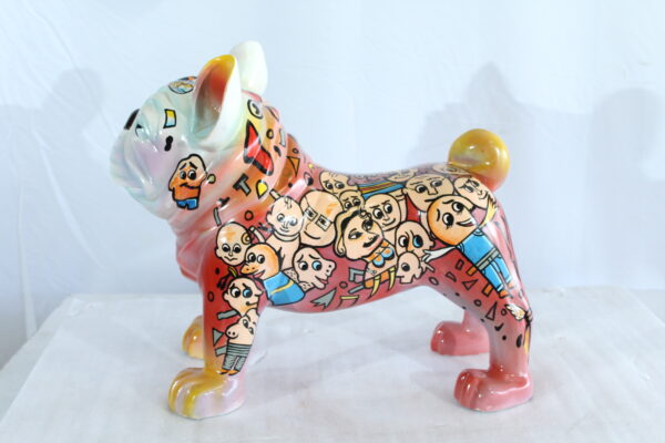 Graffiti Style Resin Bulldog Statue Colorful Street Art Look 18" x 9" x 17"H - Image 6