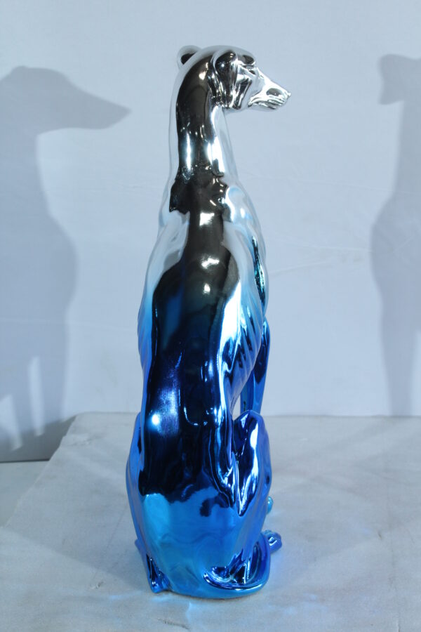 Modern Resin Greyhound Dog in Chrome Blue Finish 10" x 5" x 22"H - Image 6