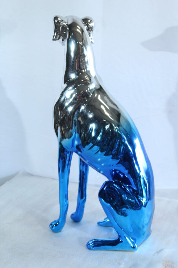 Modern Resin Greyhound Dog in Chrome Blue Finish 10" x 5" x 22"H - Image 8