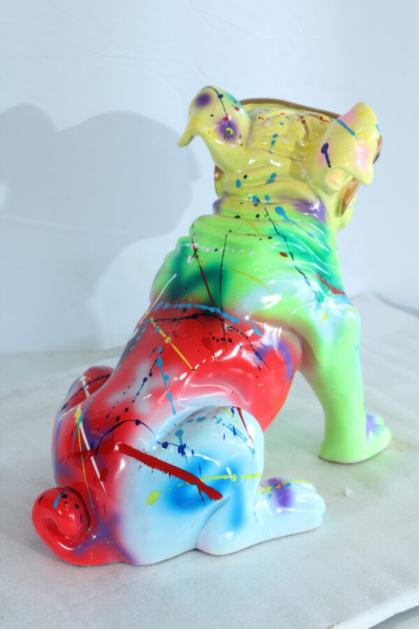 Colorful Resin Bulldog Statue with Sunglasses 17" x 9" x 13"H - Image 5