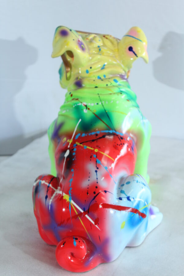Colorful Resin Bulldog Statue with Sunglasses 17" x 9" x 13"H - Image 4