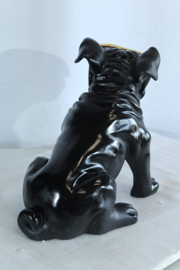 Black Resin Bulldog Statue with Gold Sunglasses 17" x 9" x 13"H - Image 2