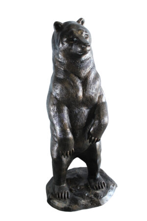 Giant Aluminum Bear Statue Standing Upright on Forest Base 20" x 23" x 61"H