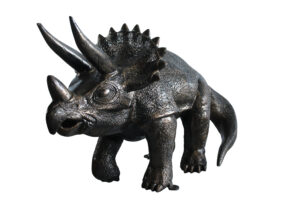 Giant Aluminum Triceratops Dinosaur Statue in Walking Pose 57" x 26" x 35"H