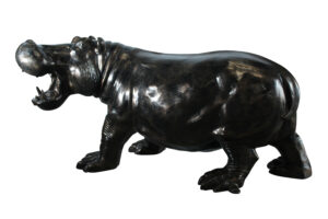 Giant Aluminum Hippopotamus Statue with Open Mouth Display 61" x 32" x 32"H