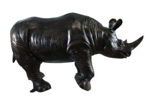 Giant Aluminum Rhinoceros Statue with Detailed Armor Texture 60" x 17" x 35"H