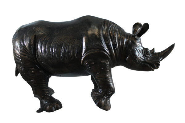 Giant Aluminum Rhinoceros Statue with Detailed Armor Texture 60" x 17" x 35"H