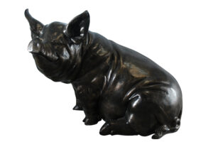 Large Sitting Pig Aluminum Statue with Realistic Details 43" x 27" x 35"H