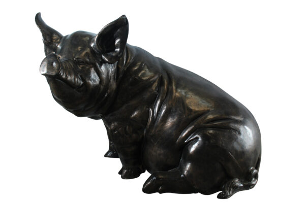 Large Sitting Pig Aluminum Statue with Realistic Details 43" x 27" x 35"H