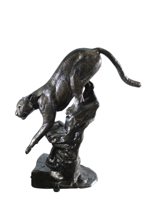 Aluminum Panther Cugar Climbing Rock Statue with Striking Detail 44 x 20 x 50"H