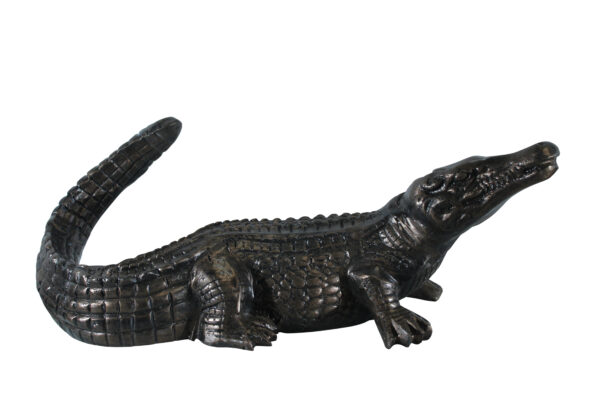 Aluminum Alligator Statue with Raised Tail and Textured Skin 36" x 15" x 13"H