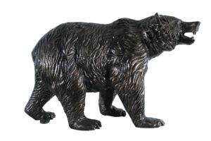 Aluminum Bear Statue with Open Mouth and Textured Fur Finish 42" x 14" x 23"H